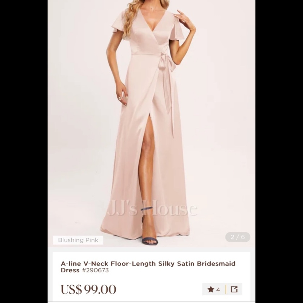 JJs House Satin Wrap Bridesmaid Dress